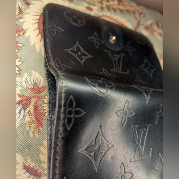 Louis Vuitton Blue Monogram Vernis French Purse Compact Kisslock Wallet - Picture 11 of 16